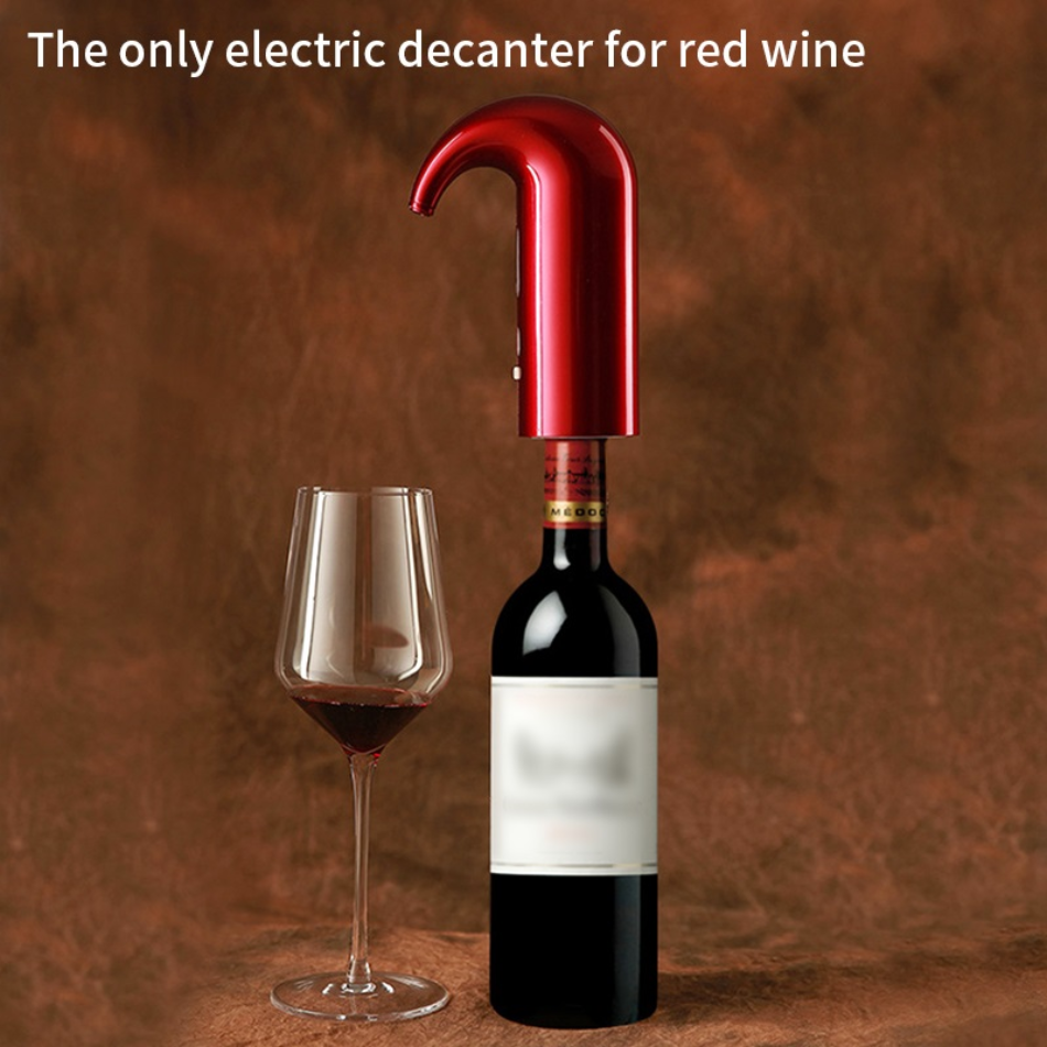 Brand Name ™ Wine Pump dispensing wine cleanly from a bottle with no spills