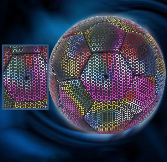 Reflective football ball glowing in dark for night play